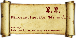 Miloszavlyevits Ménrót névjegykártya